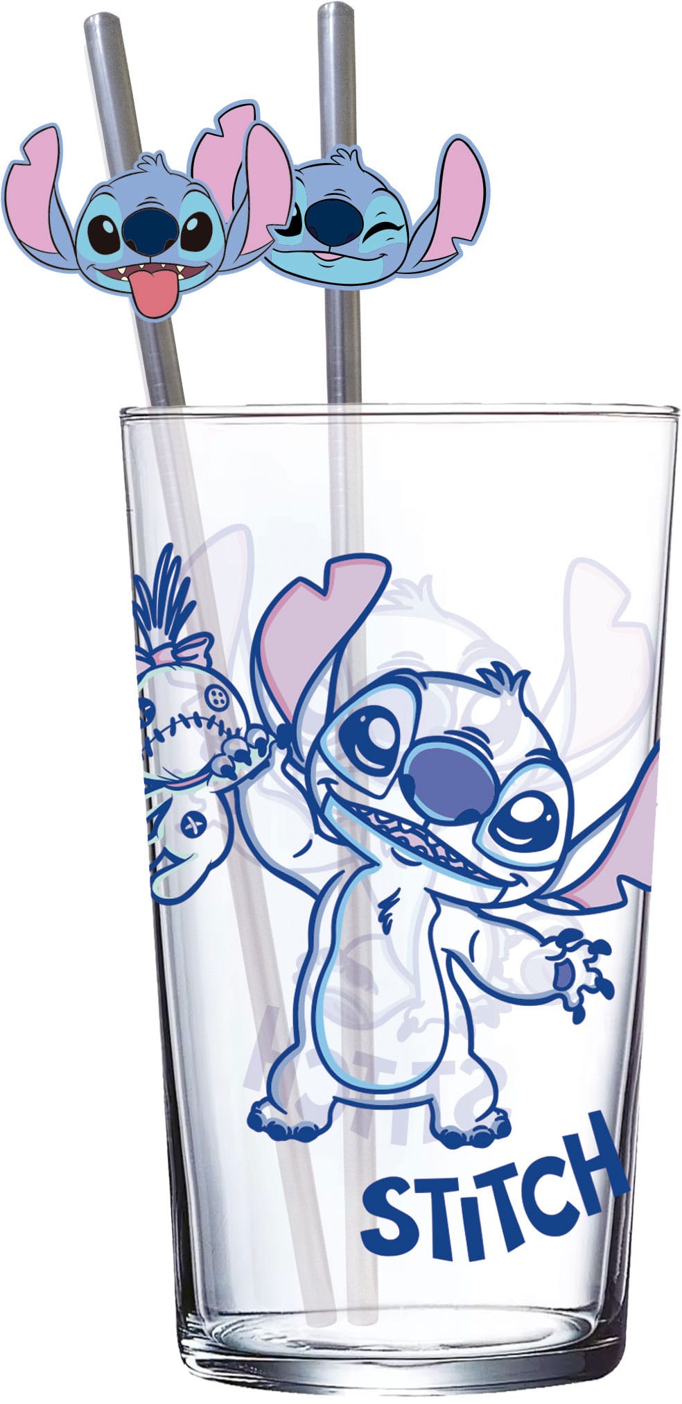 Lilo & Stitch Glass Tumbler with Straws Stitch 485 ml