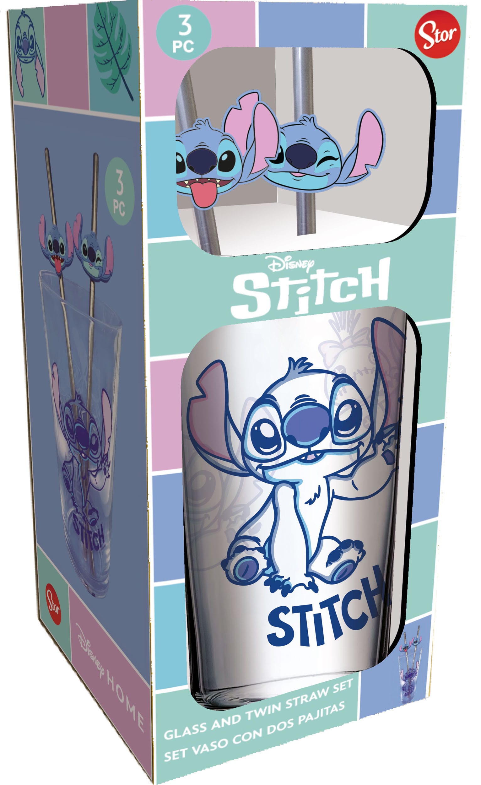 Lilo & Stitch Glass Tumbler with Straws Stitch 485 ml