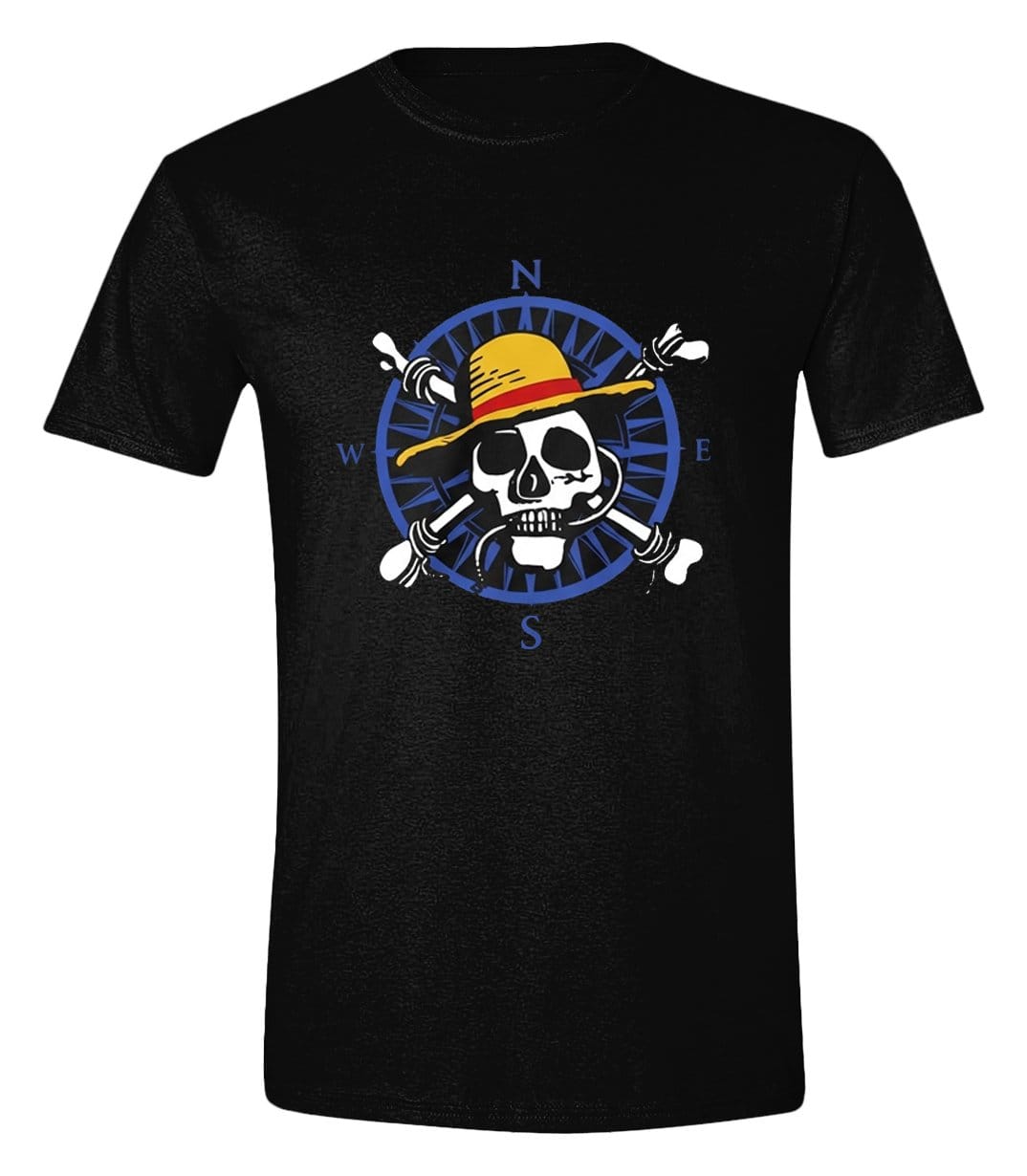 One Piece Live Action T-Shirt Greyscale Skull Size S