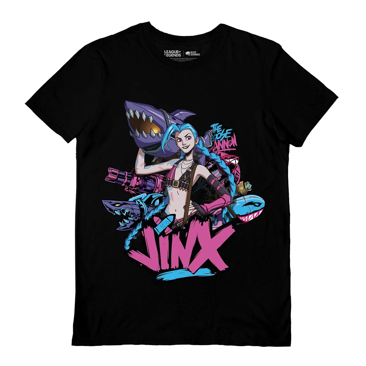 LEAGUE OF LEGENDS (JINX SHARK GUN) BLACK UNISEX T-SHIRT