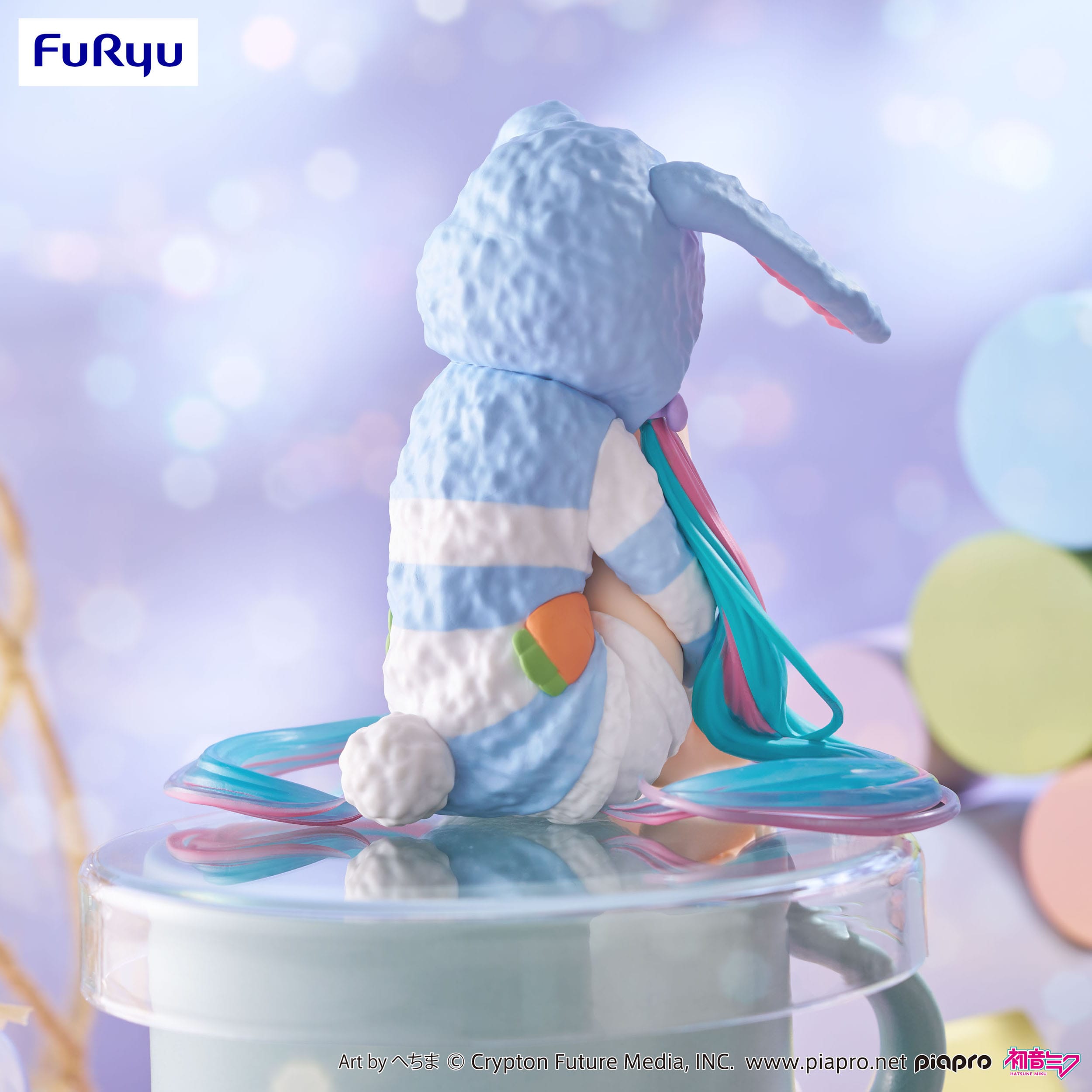 Hatsune Miku Noodle Stopper PVC Statue Hatsune Miku Rabbit Ear Hood Pajama Blue Color Ver. 14 cm