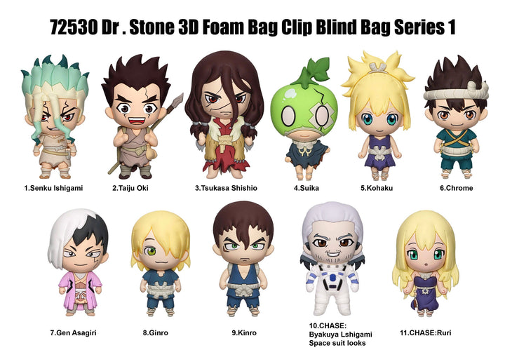 Dr. Stone 3D PVC Bag Clips Series 1