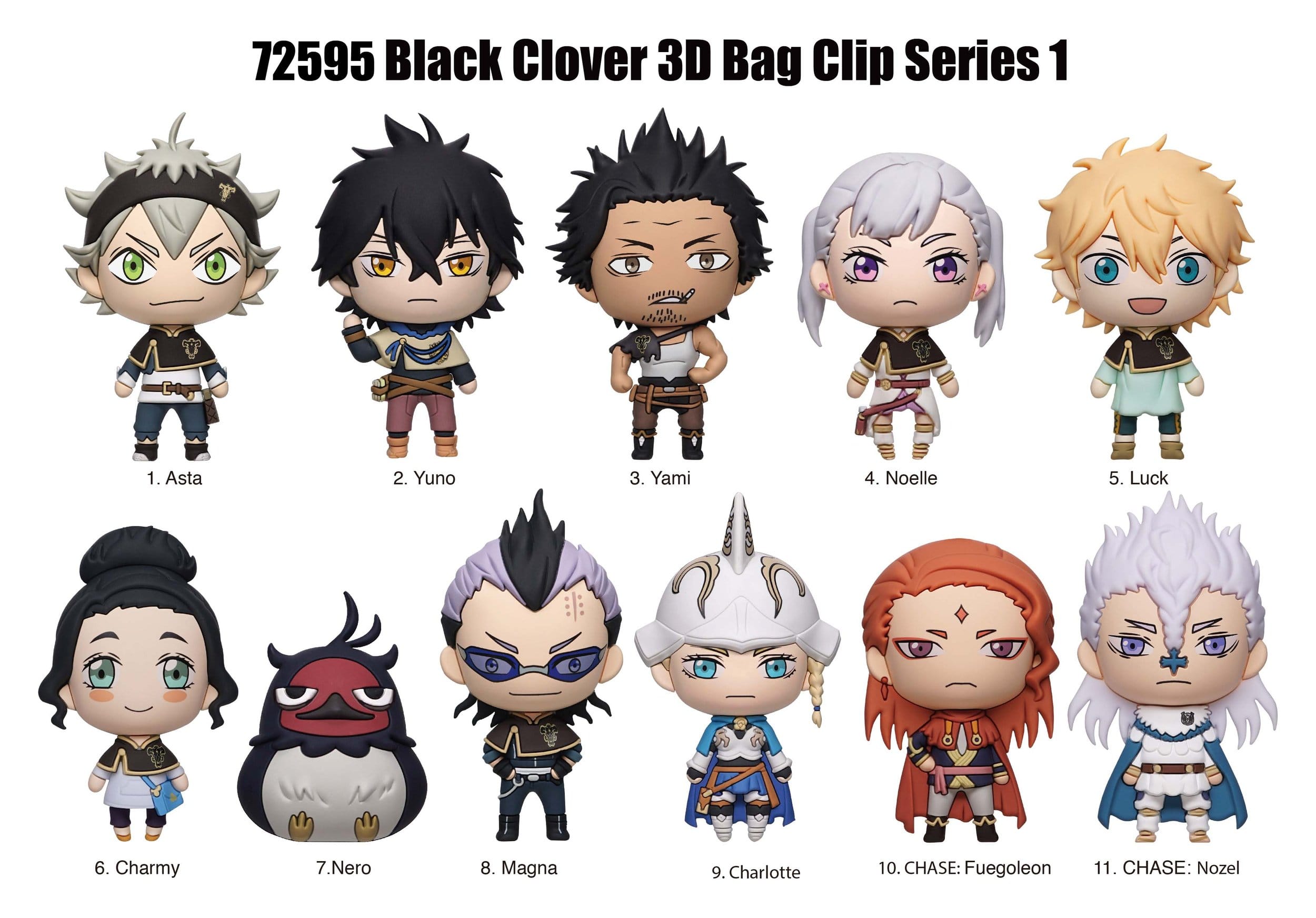 Black Clover 3D PVC Bag Clips Serie 1